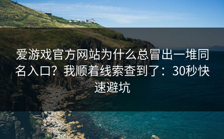 爱游戏官方网站为什么总冒出一堆同名入口？我顺着线索查到了：30秒快速避坑