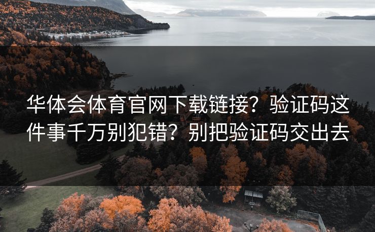 华体会体育官网下载链接？验证码这件事千万别犯错？别把验证码交出去