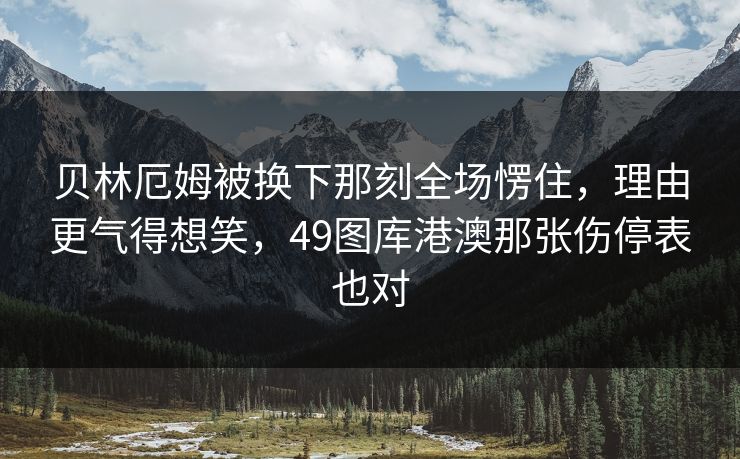 贝林厄姆被换下那刻全场愣住，理由更气得想笑，49图库港澳那张伤停表也对