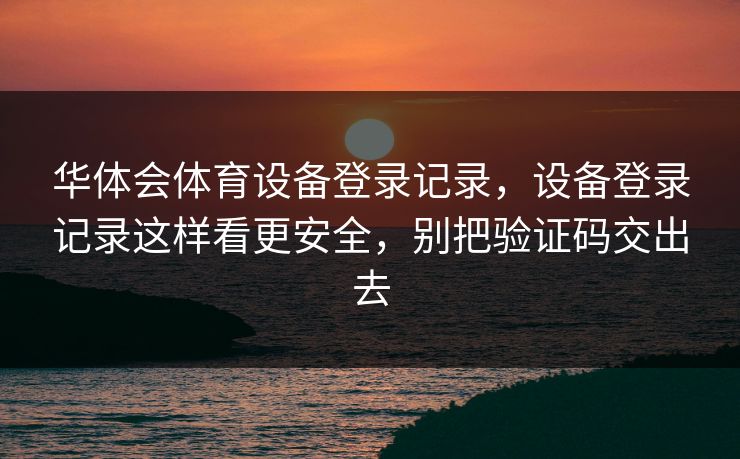 华体会体育设备登录记录，设备登录记录这样看更安全，别把验证码交出去