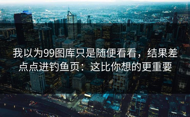 我以为99图库只是随便看看，结果差点点进钓鱼页：这比你想的更重要