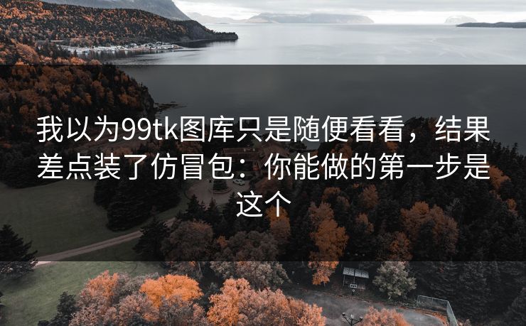 我以为99tk图库只是随便看看，结果差点装了仿冒包：你能做的第一步是这个