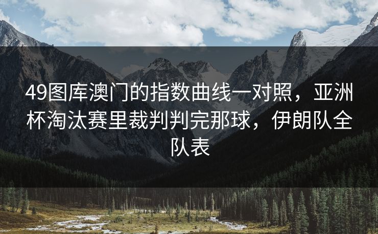 49图库澳门的指数曲线一对照，亚洲杯淘汰赛里裁判判完那球，伊朗队全队表