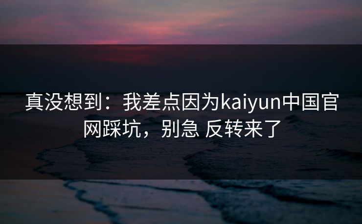 真没想到：我差点因为kaiyun中国官网踩坑，别急 反转来了