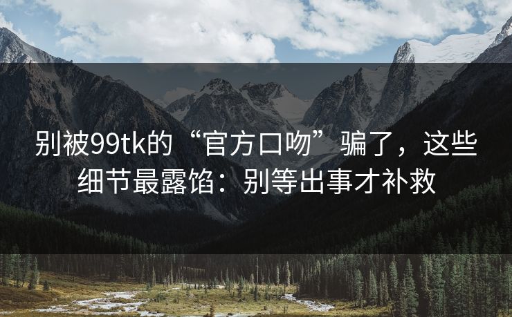 别被99tk的“官方口吻”骗了，这些细节最露馅：别等出事才补救