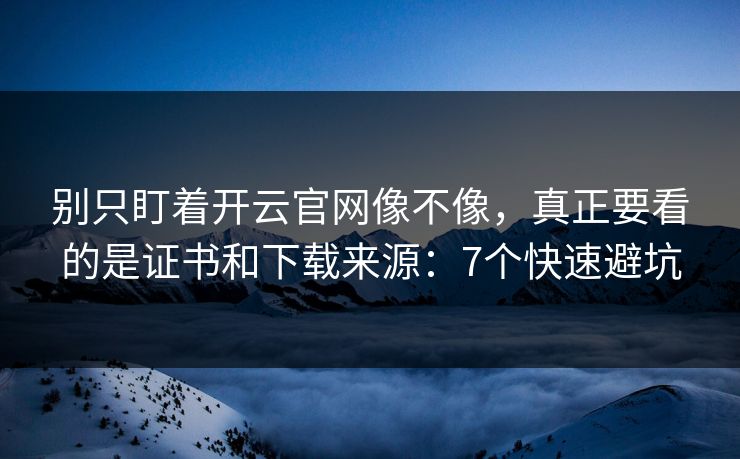 别只盯着开云官网像不像，真正要看的是证书和下载来源：7个快速避坑